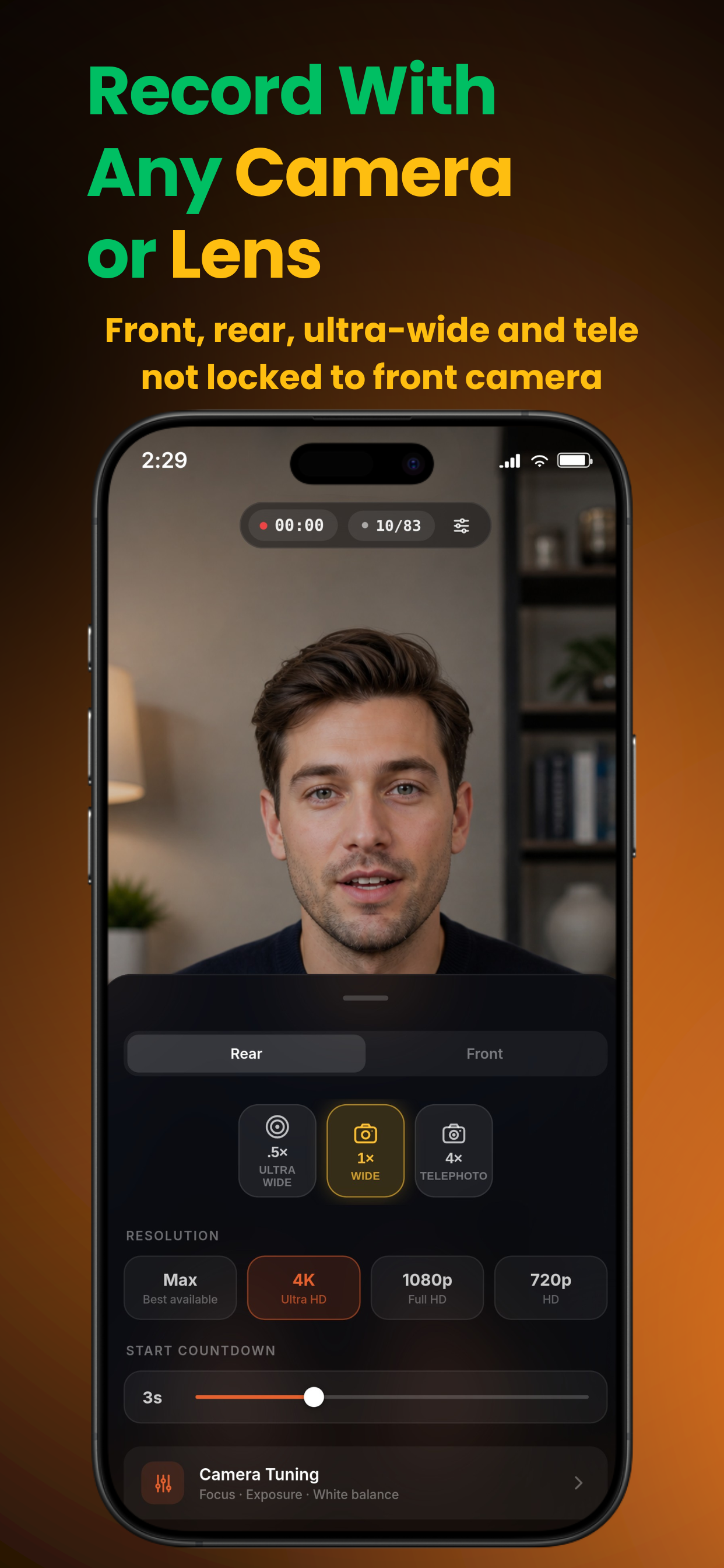 Camera and lens controls