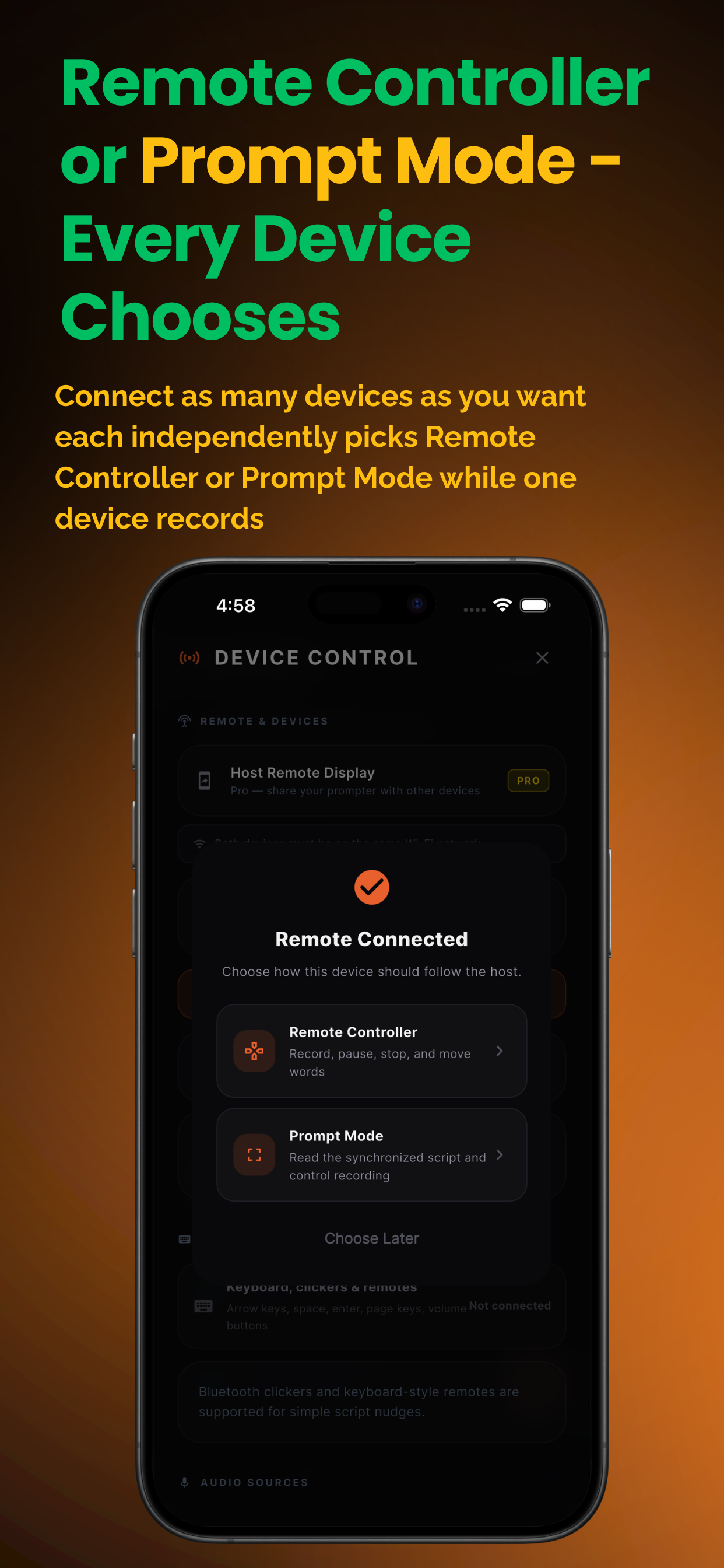Remote controller mode selection